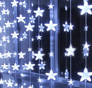 Светодиодная световая завеса со звездами, холодный белый