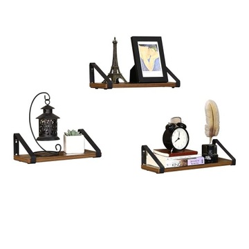 STYLOWA SOLIDNA WISZĄCA ŚCIENNA PÓŁKA NA KSIĄŻKI OZDOBY 40 x 12 LOFT 3 SZT