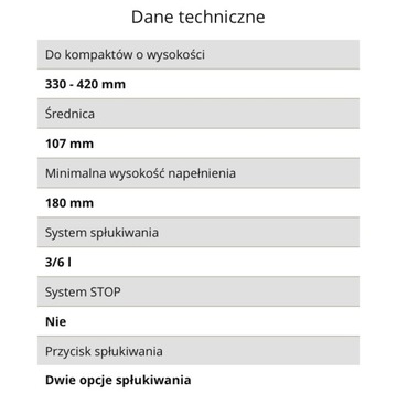 СЛИВНОЙ КЛАПАН 3/6 Л для KOŁO, CERSANIT, ROCA CIRCULAR