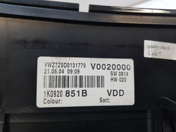 BUDÍKY PŘÍSTROJOVÁ DESKA VOLKSWAGEN GOLF 5 1K0920851B