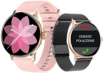 Smartwatch zegarek damski na bransolecie+ pasek PULS ROZMOWY KROKI TRENING