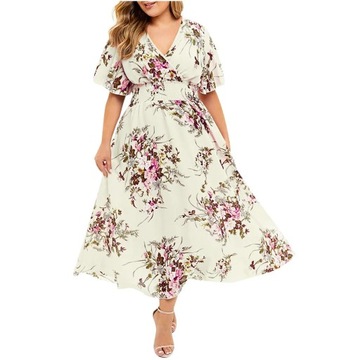 2023 Plus Size 3XL 4XL 5XL Women Dress Floral Chif