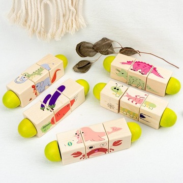 Деревянный вращающийся пазл-паук для детей