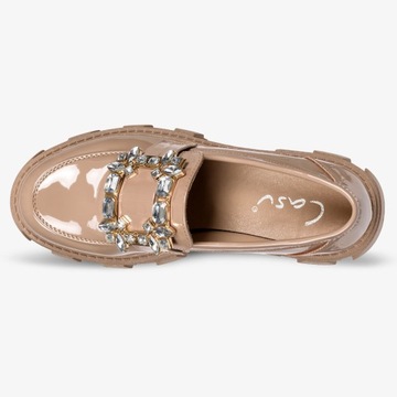 MOKASYNY LAKIEROWANE OZDOBNE NA PLATFORMIE r 41