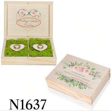 Коробочка для обручальных колец с узором ВАШ текст Moss Wedding Elegant SET