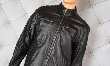 1413 KURTKA EMILIO ADANI MIĘKKA SKÓRA BIKER STÓJKA 56/ 3XL
