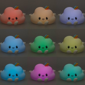 Детский силиконовый ночник на батарейках, белое облако RGB