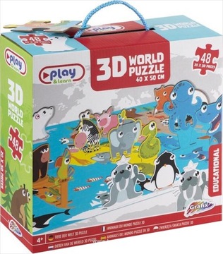 PUZZLE EDUKACYJNE 3D ZWIERZĘTA ŚWIATA