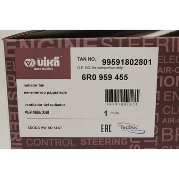 AUDI SEAT SKODA VW VENTILÁTOR CHLADIČŮ 6N0959455G