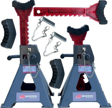 KOBYŁKI SAMOCHODOWE WARSZTATOWE 3T PODPORY ZABEZPIECZENIE PIN + GUMA x2