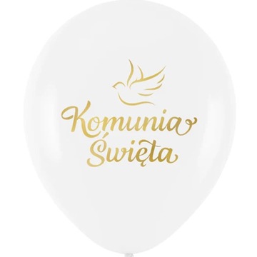 Balony KOMUNIA ŚWIĘTA ZESTAW 6SZT BIAŁE KOMUNIJNE