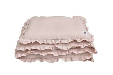 Dusty pink lniana pościel 2-el M z falbanką