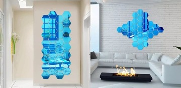 NIEBIESKIE LUSTRO PLASTER MIODU ŚCIANĘ PRZYKLEJANE