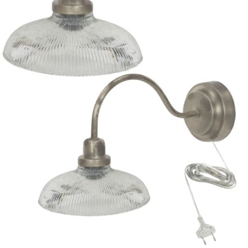SREBRNA LAMPA ŚCIENNA KINKIET ELEGANCKA METALOWA VINTAGE RETRO LOFT E27