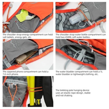 Синий нейлоновый рюкзак для гидратации для бега и походов, 5 л