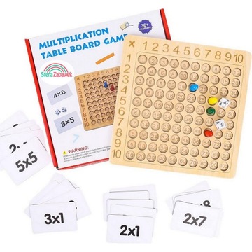 TABLICZKA MNOŻENIA GRA PLANSZOWA NAUKA LICZENIA LOGICZNA MONTESSORI 2 W 1
