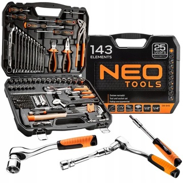 НАБОР ИНСТРУМЕНТОВ NEO КЛЮЧИ С ОТКРЫТЫМИ ТОРЦАМИ 143 ГОЛОВКИ EL 1/2 1/4 08-945