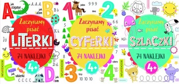 Zaczynamy pisać literki cyferki szlaczki + naklejki Books And Fun 2024