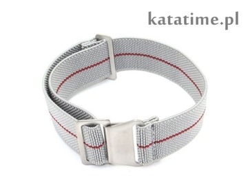 Gumowy pasek do zegarka NATO parachute strap 22 mm rozciągliwy szary SUPER