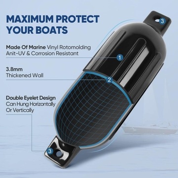 БУФЕРНАЯ ДОСКА ДЛЯ ЯХТЫ БЕЛАЯ 50см GEMINI - СУПЕР КАЧЕСТВО