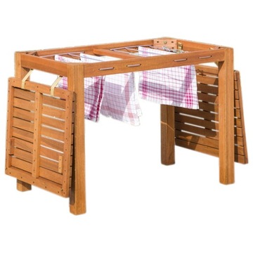 Stół ogrodowy drewniany 2w1 suszarka drewno 100cm