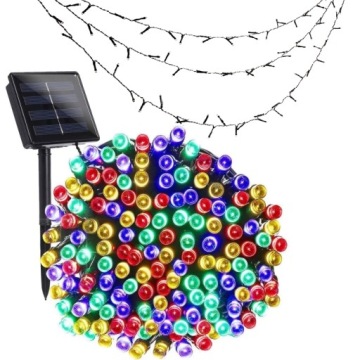 СОЛНЕЧНАЯ СВЕТОДИОДНАЯ САДОВАЯ ГИРЛЯНДИЯ 100x ЦВЕТНАЯ СВЕТОДИОДНАЯ ЦЕПЬ ДЕКОРАТИВНАЯ ВЕРЕВКА