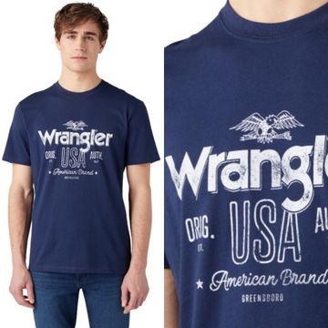 Wrangler AMERICANA TEE Navy GRANATOWY T-SHIRT KOSZULKA Z LOGO REGULAR M