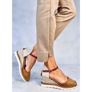 Espadryle na koturnie Ellio Khaki r.37