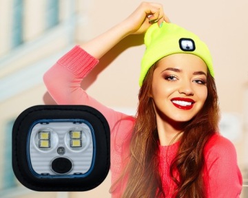 ТЕПЛАЯ ШАПКА-БИНИ С ЗАРЯЖЕНИЕМ USB СО СВЕТОДИОДНЫМ ФОНАРИКОМ