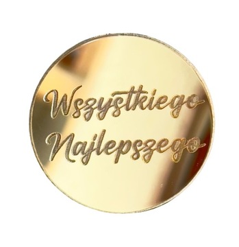 Wszystkiego Najlepszego Dekor na bok tortu Kółko Plexi Złote Lustro