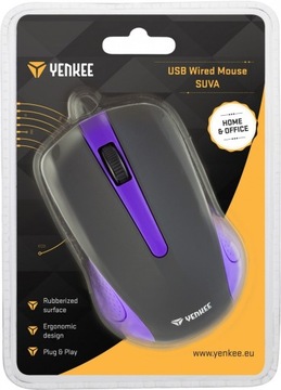 YENKEE Mysz przewodowa USB, 3 przyciski, gumowana
