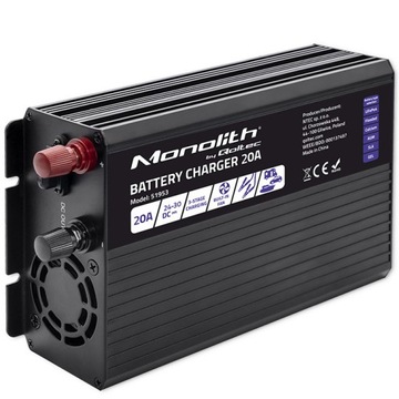 Qoltec Inteligentna ładowarka do akumulatorów LiFePO4 AGM GEL SLA 20A 24V