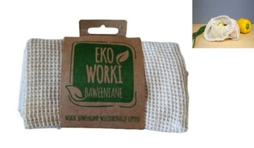 WIELORAZOWE EKO WORKI NA OWOCE WARZYWA ZAKUPY ZERO WASTE BAWEŁNA 2 SZTUKI