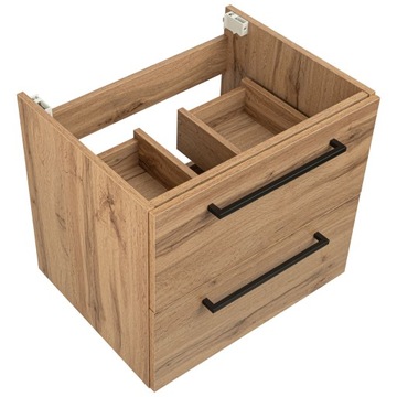 ПОДВЕСНОЙ ШКАФ ДЛЯ ВАННОЙ С РАКОВИНОЙ, ЗЕРКАЛОМ, СВЕТОДИОДНОЙ ЛАМПОЙ, ДУБ ВОТАН, 60 см