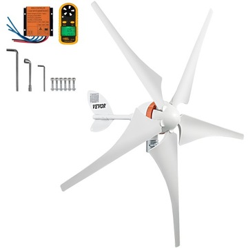 VEVOR Turbina Wiatrowa Generator 5 Ostrzy 12V 400W z MPPT i Anemometr
