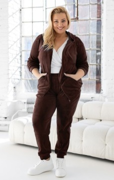 Велюровый спортивный костюм шоколадного цвета PLUS SIZE 3XL
