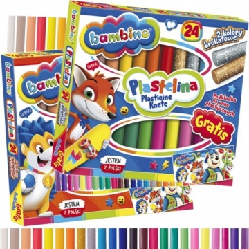 BAMBINO Пластилин классический 24 цвета + SCHOOL PADDLE