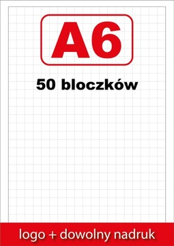 NOTESY BLOCZKI klejone reklamowe A6 z nadrukiem 25 kartek - 50 sztuk