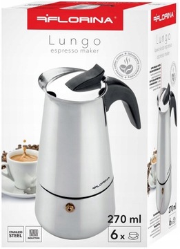 КОФЕВАРКА LUNGO ESPRESSO НА 6 ЧАШЕК СТАЛЬНАЯ ИНДУКЦИЯ FLORINA