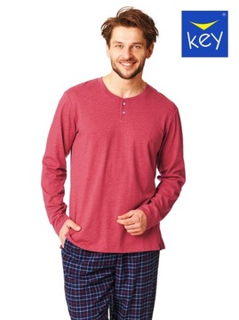 PIŻAMA MĘSKA Z FLANELOWYMI SPODNIAMI KEY 1451 XL