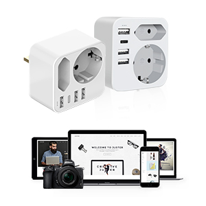ДОРОЖНЫЙ АДАПТЕР «6 В 1» РАЗЪЕМ ЕС-Великобритания С 3 ПОРТАМИ USB И 1 ПОРТОМ USB-C