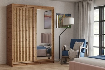 Szafa przesuwna dwudrzwiowa DELUX 180x205 z lustrem i lamelami