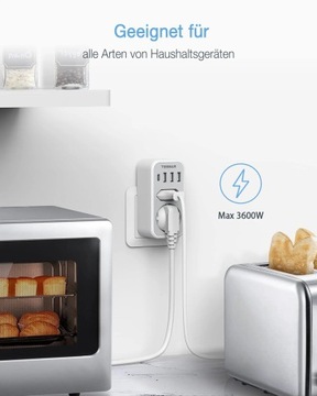 Многорозеточный блок питания TESSAN с розеткой и USB-портами, розетка EU KR