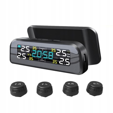 4x CZUJNIKI CIŚNIENIA OPON W KOŁACH TPMS SOLAR LCD