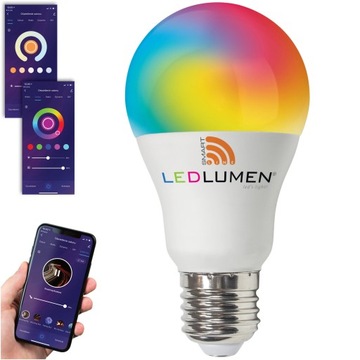 Żarówka LED E27 A60 10W=75W 1055lm RGB CCT 240° Ściemnialna WIFI TUYA SMART