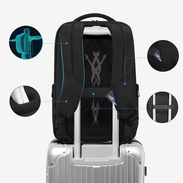 Trzykomorowy pojemny plecak FRN 7619 na laptopa 15,6 z USB podróżny