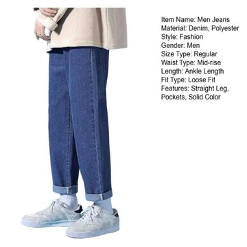 Men Jeans Streetwear Men's Wide Leg Denim Pants wi