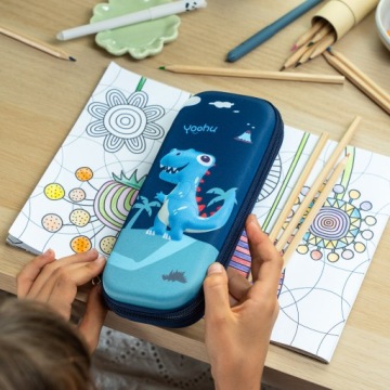 Школьный пенал для мальчика одно отделение молодежный жилет 3D DINOSAUR