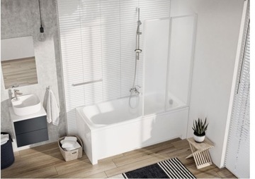 Шторка для ванны 80см белая