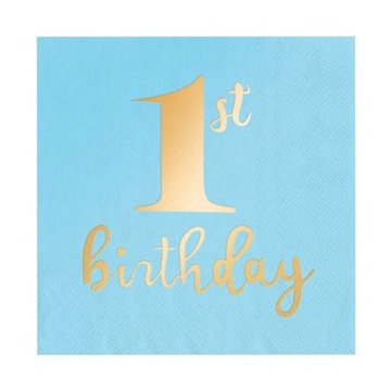 SERWETKI NIEBIESKIE 1ST BIRTHDAY 33X33CM 10SZT